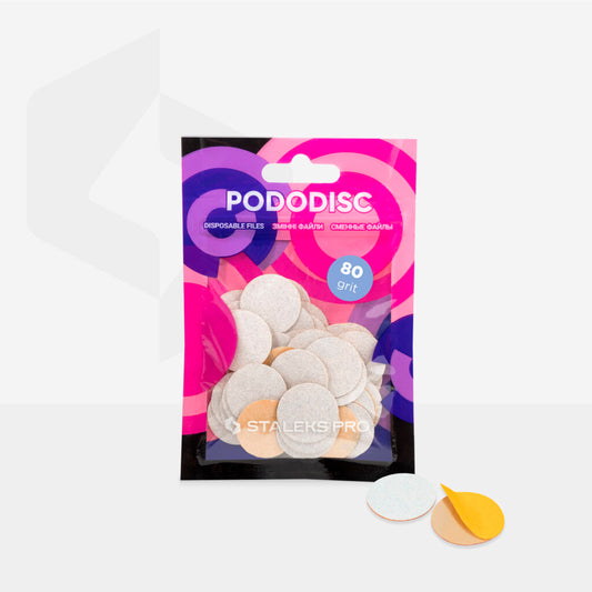 Disposable white files for pedicure disc PODODISC M EXPERT 80 grit (50 pcs) image 1