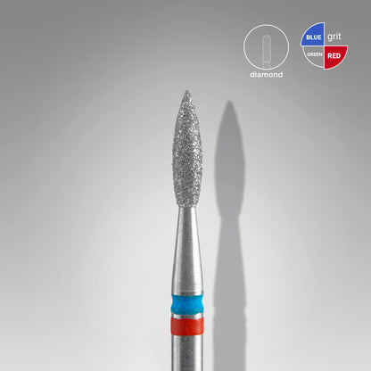 Diamond nail drill bit DUO flame red-blue EXPERT head diameter 2,1 mm / working part 8 mm
