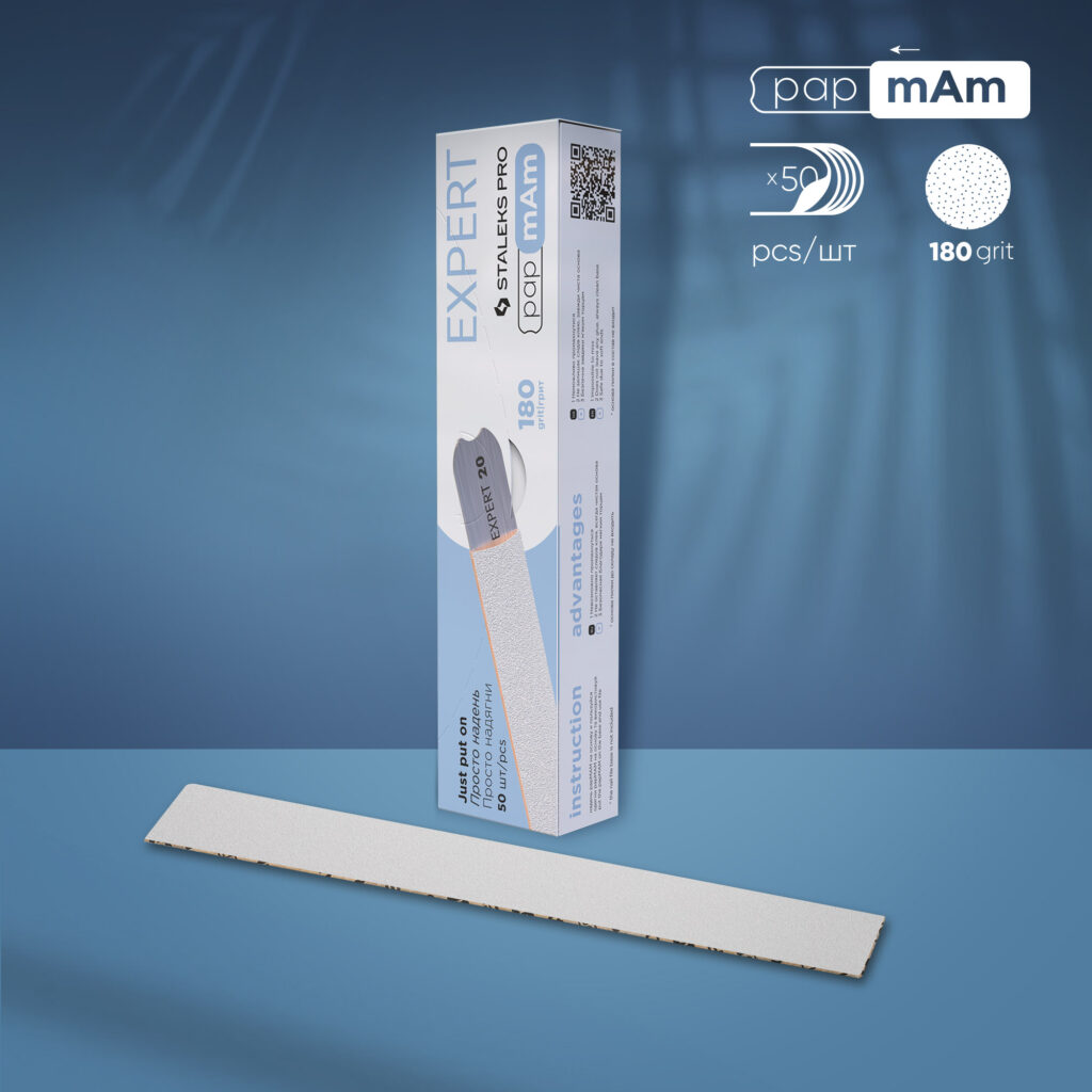 White disposable papmAm files for straight nail file Staleks Pro Expert 22, 180 image 0