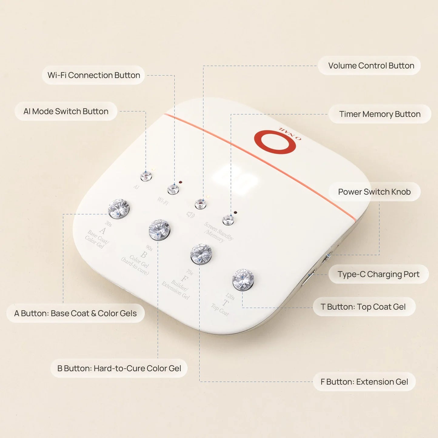 Wireless Keyboard for AI Nail Lamp