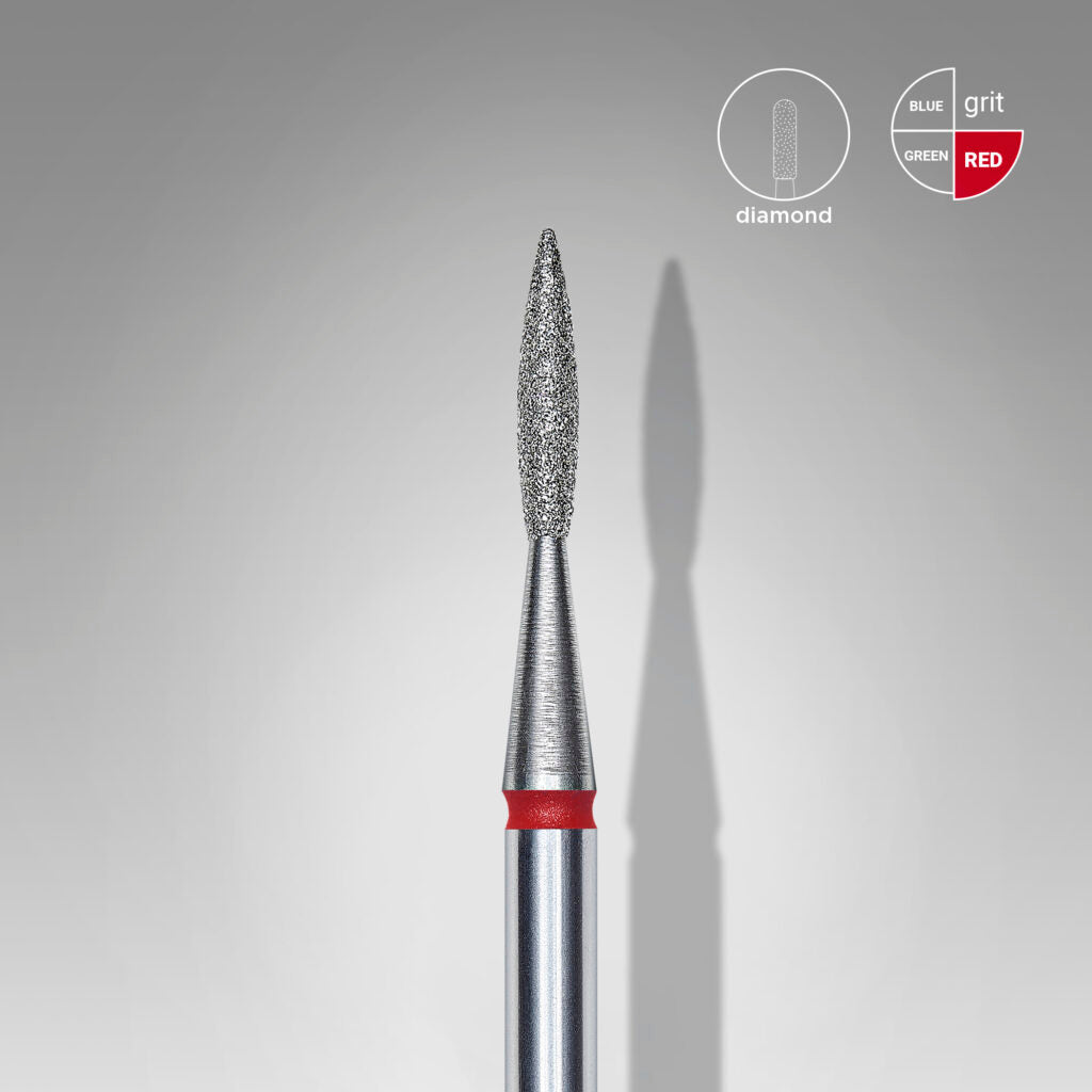 Diamond nail drill bit pointed flame red EXPERT head diameter 1,6 mm / working  image 0