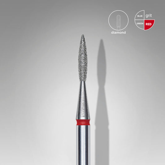 Diamond nail drill bit pointed flame red EXPERT head diameter 1,6 mm / working  image 0
