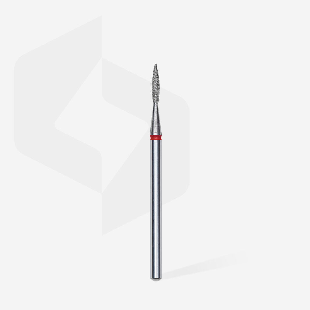 Diamond nail drill bit pointed flame red EXPERT head diameter 1,6 mm / working  image 1