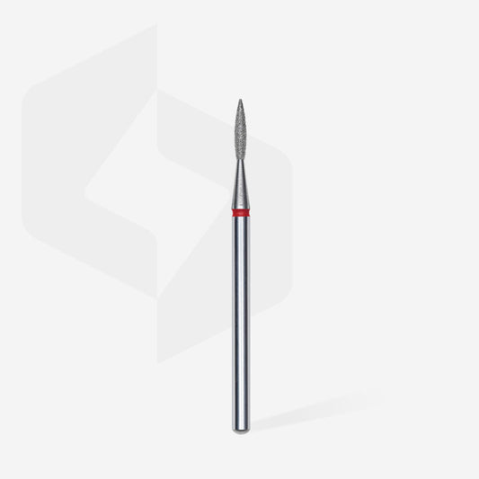 Diamond nail drill bit pointed flame red EXPERT head diameter 1,6 mm / working  image 1