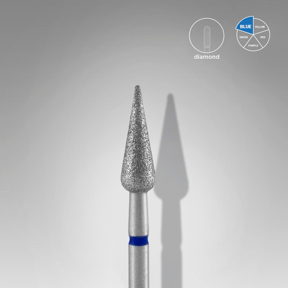Diamond nail drill bit, “pointed pear”, blue, diameter 4 mm, working part 12 mm image 0