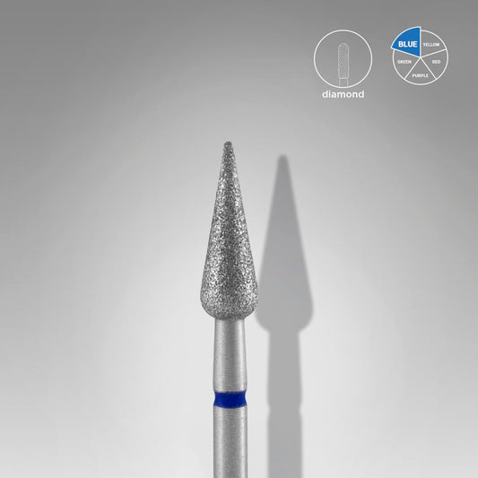Diamond nail drill bit, “pointed pear”, blue, diameter 4 mm, working part 12 mm image 0